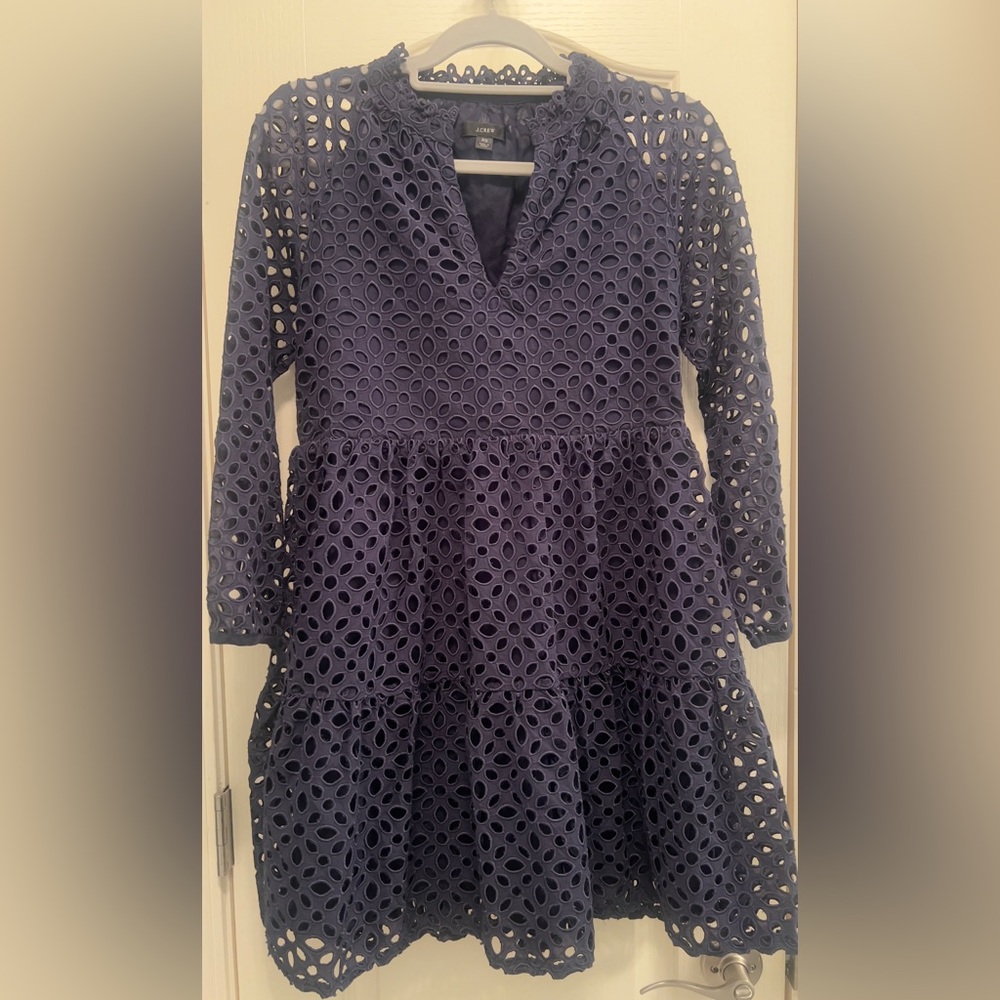 Elegant Blue Eyelet Women’s Dress